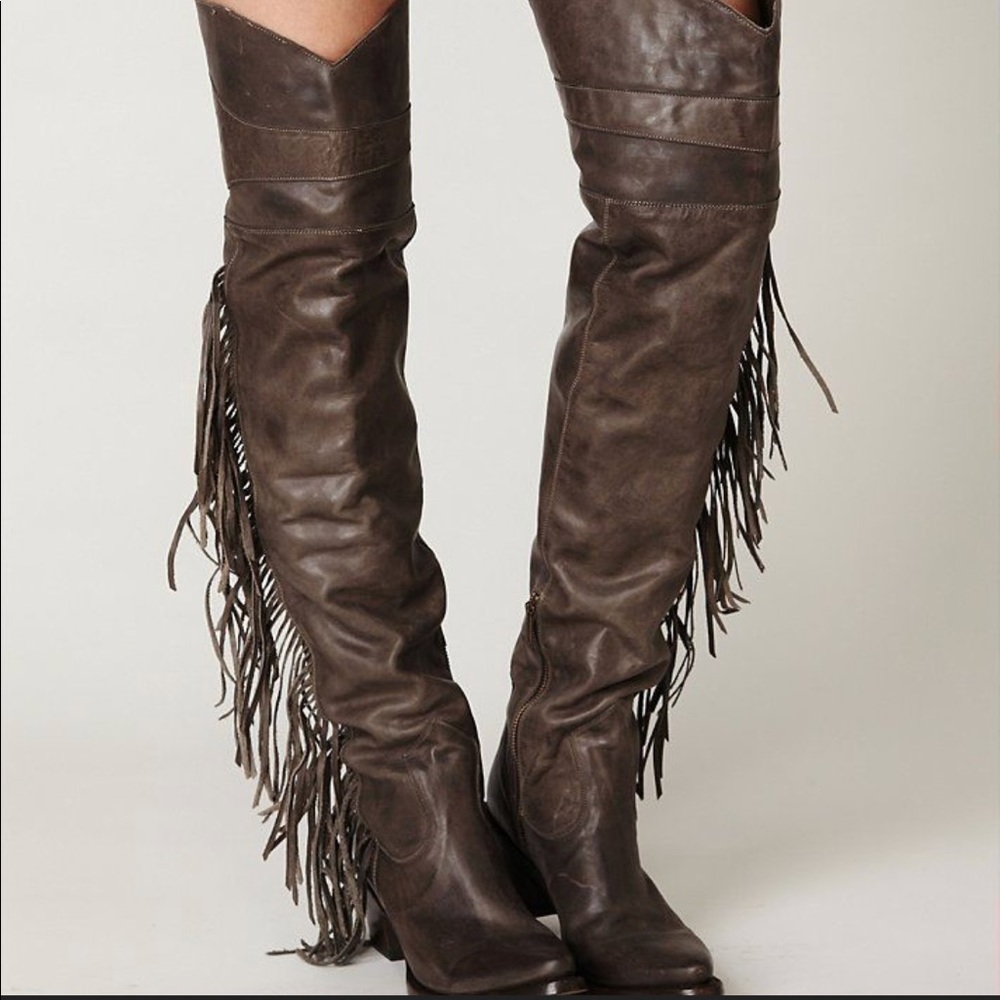 ASH Fringe Boots 38 8 Thigh Butch OTK Cowboy Boots